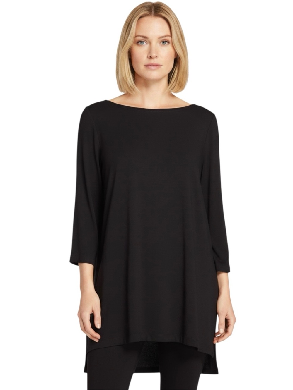 Eileen Fisher Bateau Neck Tunic 3/4 Sleeve Flex Ponte